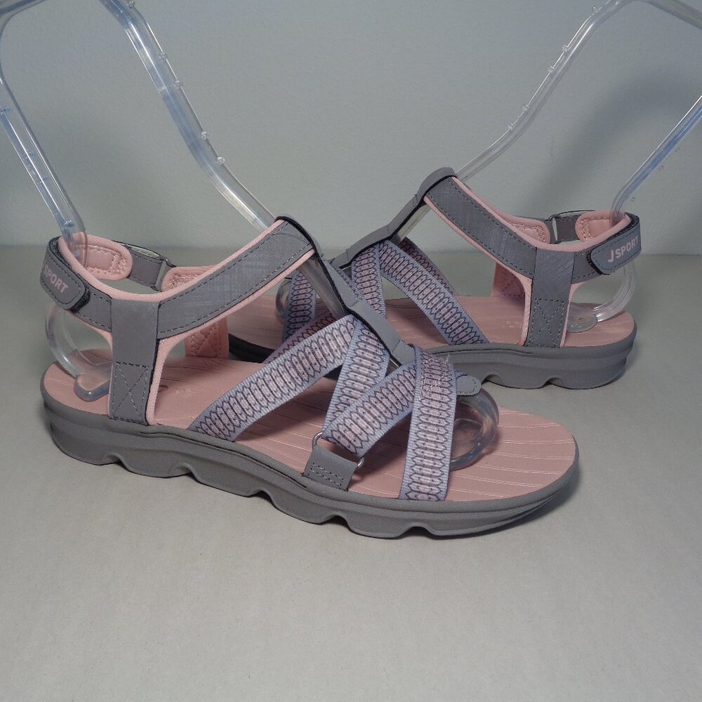 JSport by Jambu Size 7 M KAIA Grey / Pink Geometric Sandals New Women's Shoes